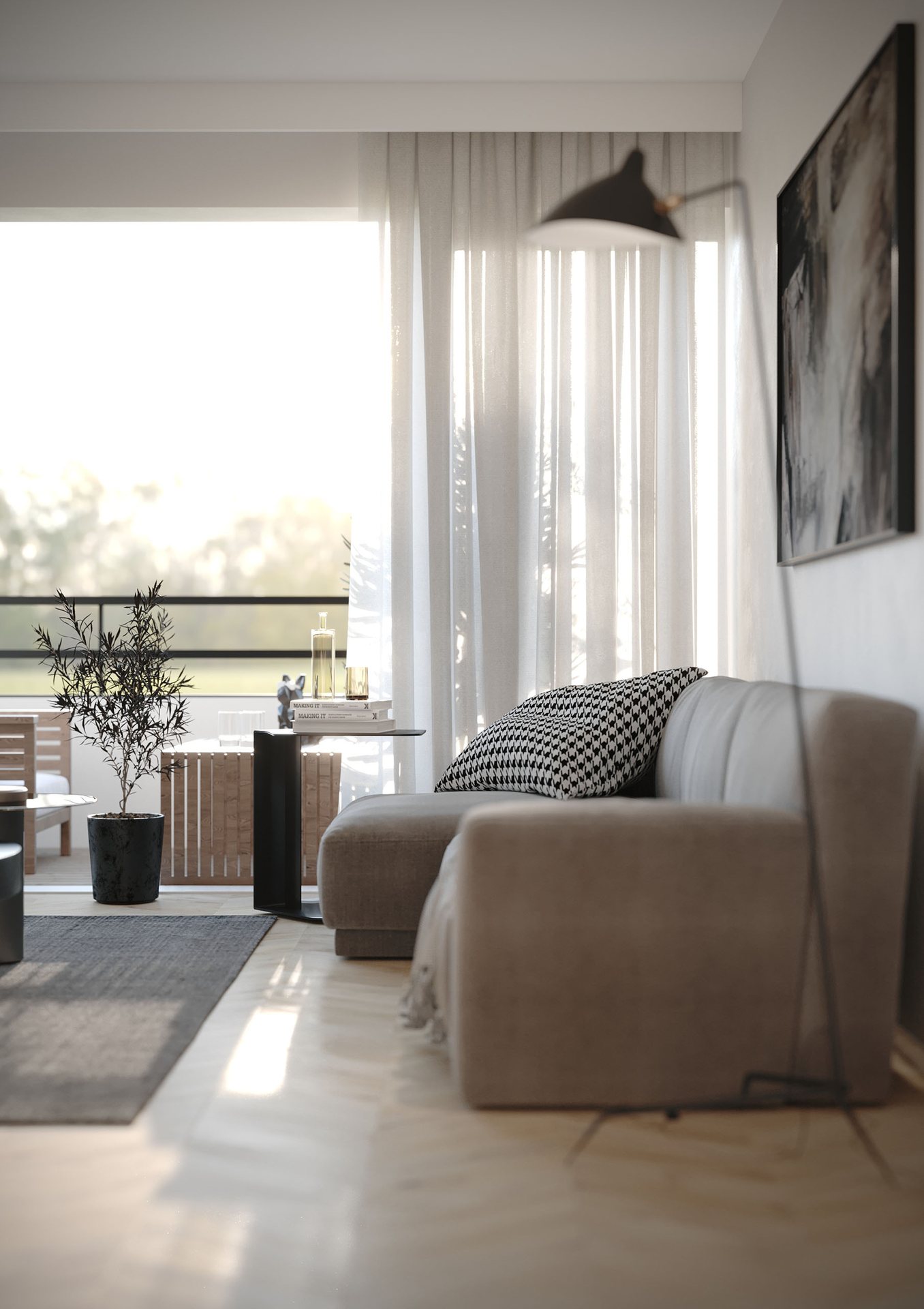 Minimalist Salon Konsepti - İç Mekân Görselleştirme